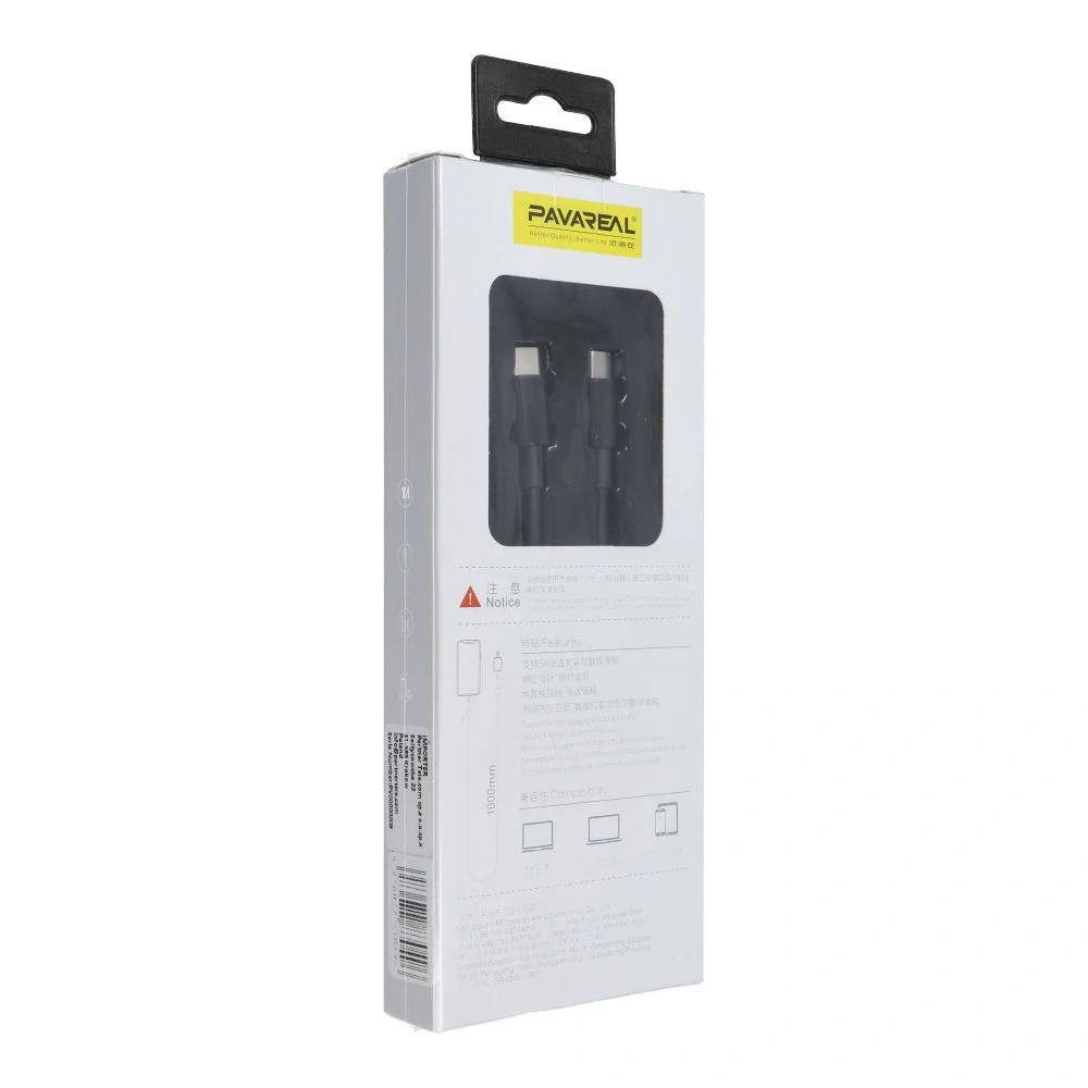 PAVAREAL PA-X2 1m, 65W typ C- typ C čierny