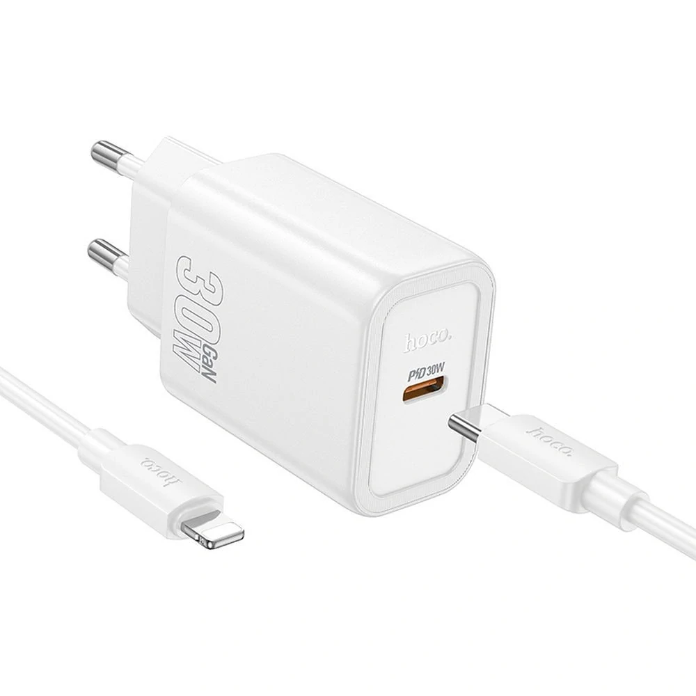 HOCO N62 30W QC 3.0 biela + kábel typ C - Lightning