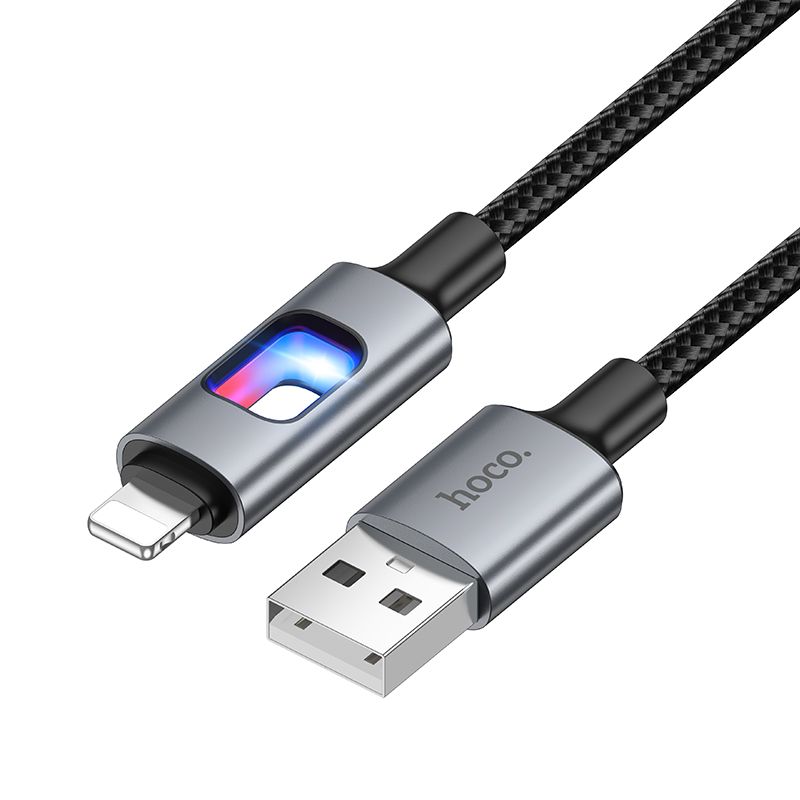 Kábel LED USB-A na Lightning Hoco 2,4A 1,2 m Black