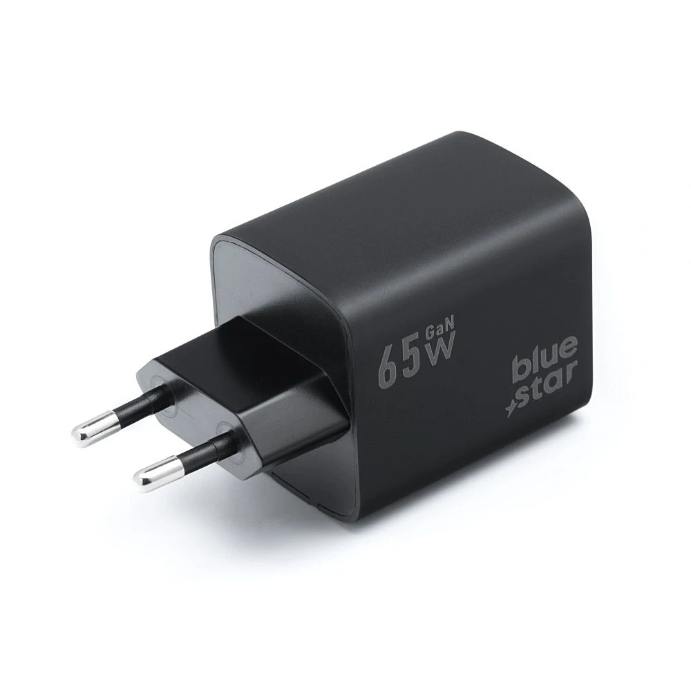 Blue Star GaN 65W Quick Charge nabíjačka sieťová bez kábla čierna