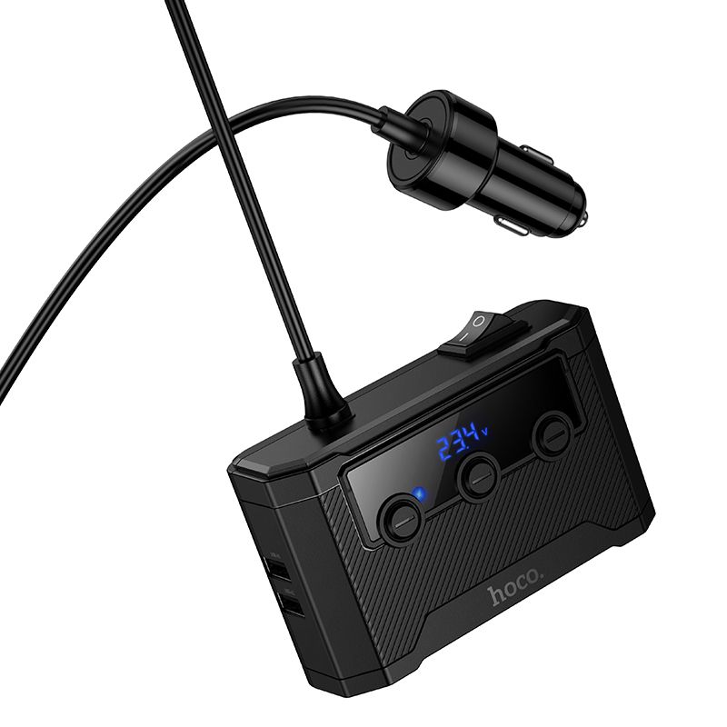 HOCO Z64 240W 12V/24V čierny rozbočovač do autozapaľovača