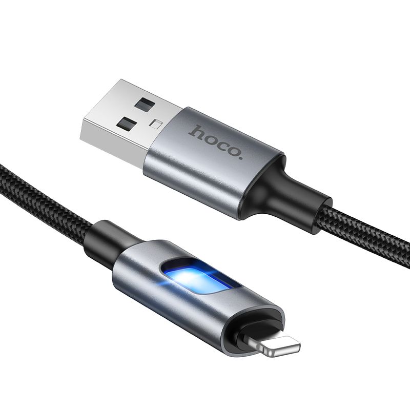 Kábel LED USB-A na Lightning Hoco 2,4A 1,2 m Black