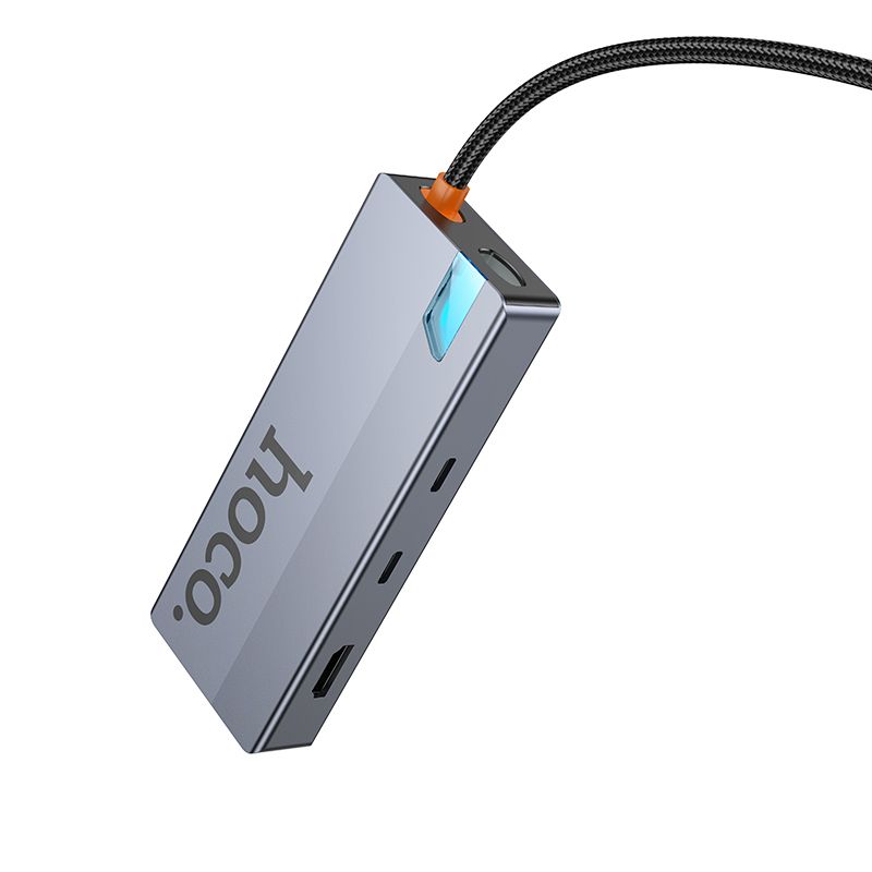 Hoco HB52 8 v 1 hub typu C (HDTV + RJ45 + SD/TF + PD + typ C 3.0 + USB 3.0 2)
