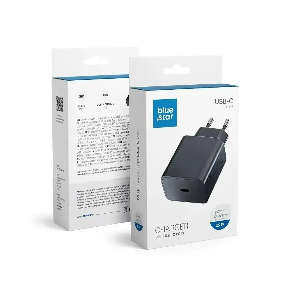 Blue Star TFB-TC-25WPD s USB C zásuvkou 3A 25W s funkciou PD a QC 4.0 bez kábla