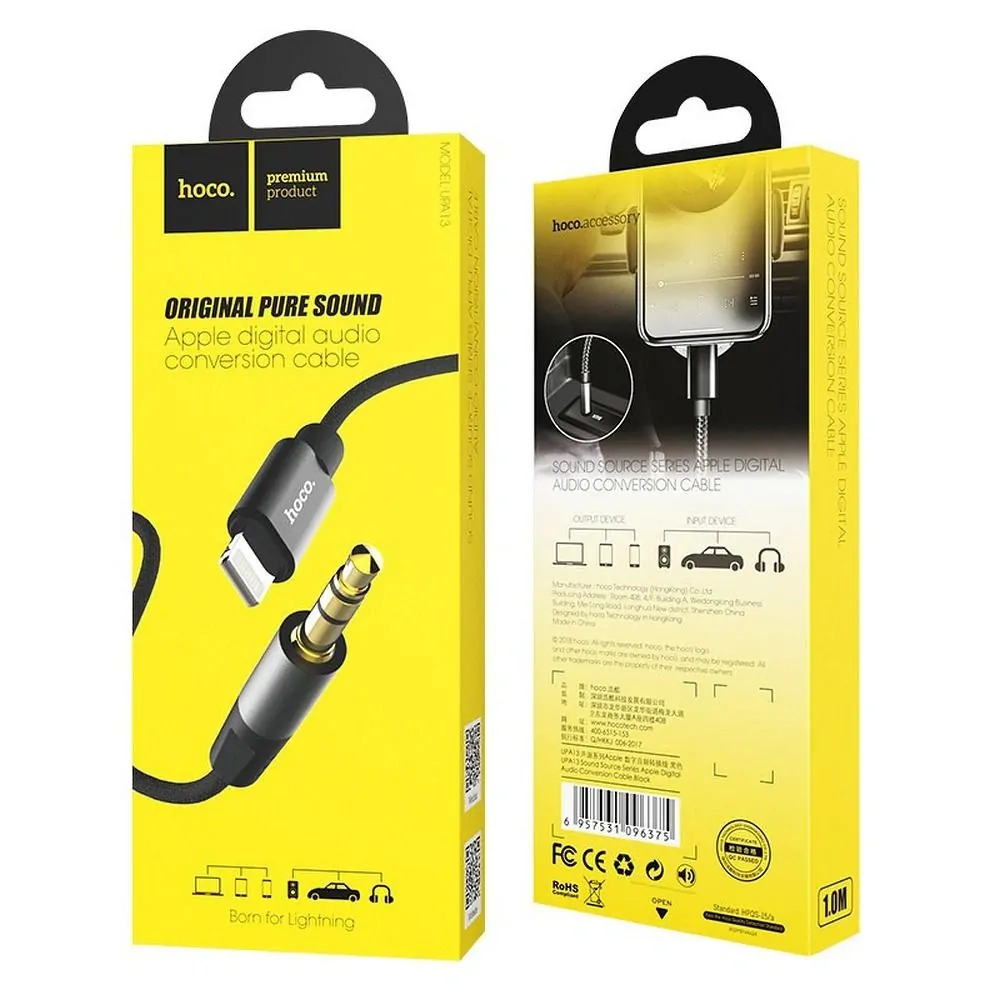 HOCO UPA13 AUX 3,5mm - LIGHTNING, čierny