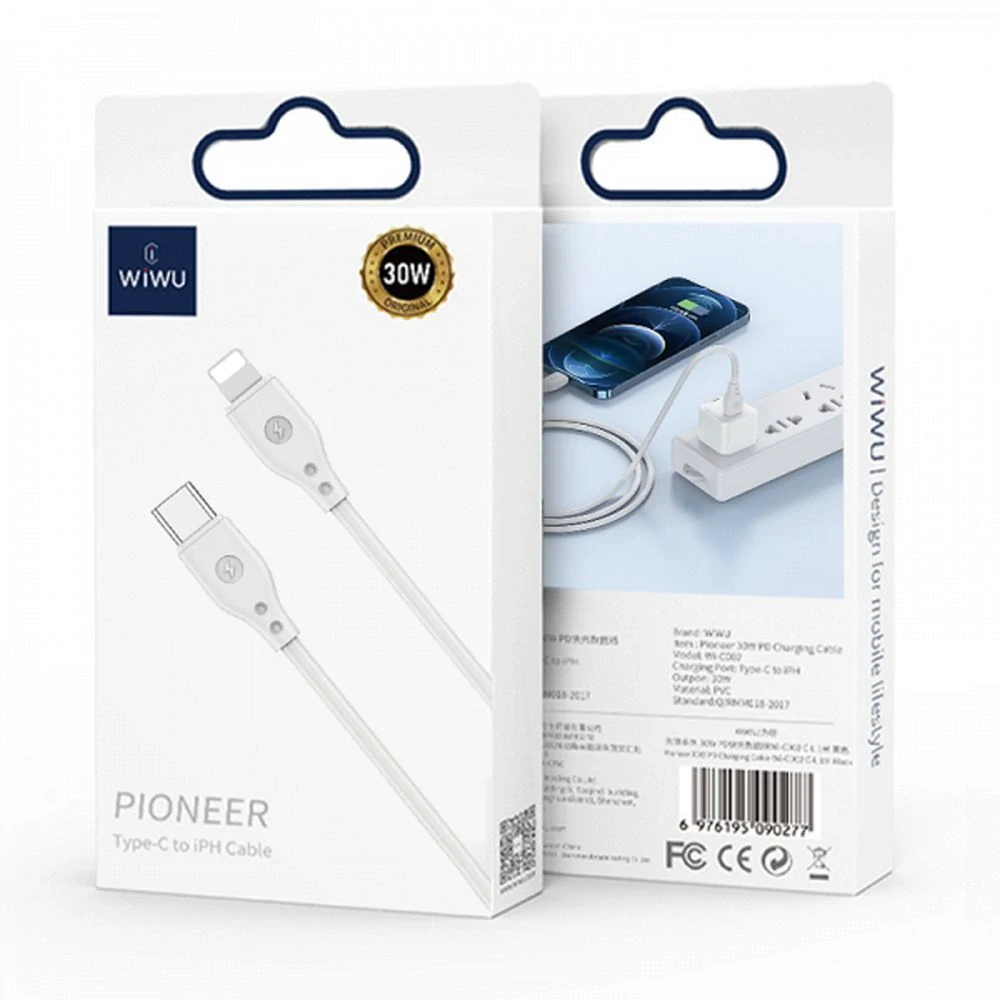 WiWU - Pioneer Wi-C002 USB kábel typ C - Lightning 30W 1m biely