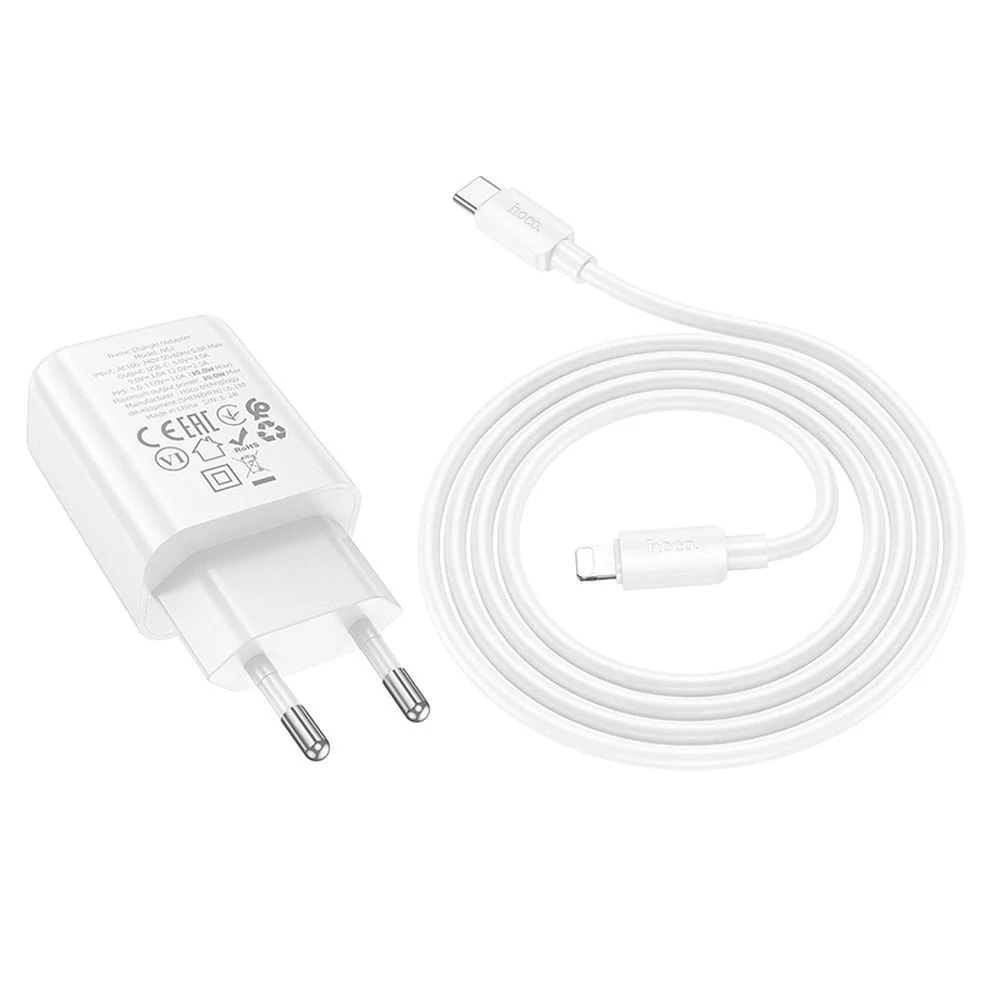 HOCO N62 30W QC 3.0 biela + kábel typ C - Lightning