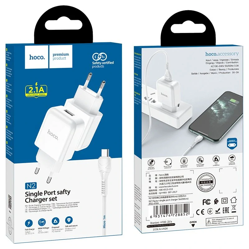 HOCO N3 18W + kábel micro USB QUICKCHARGE white