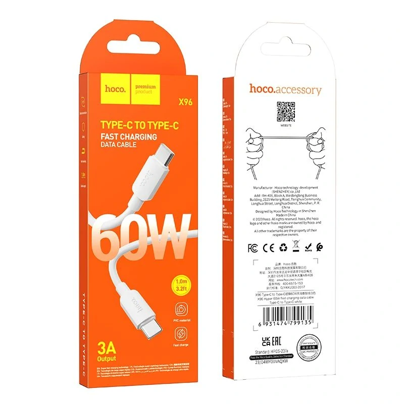 HOCO X96 typ C-typ C, 1m 60W biely