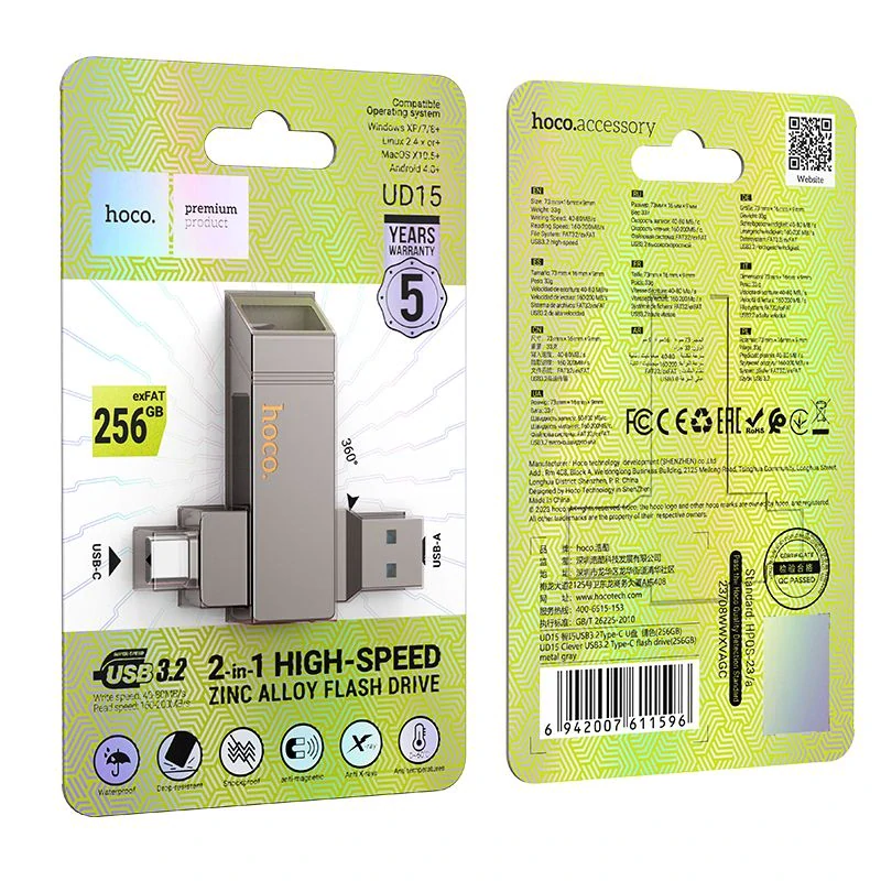 HOCO UD15 256GB 2v1 pendrive USB 3.2 universal