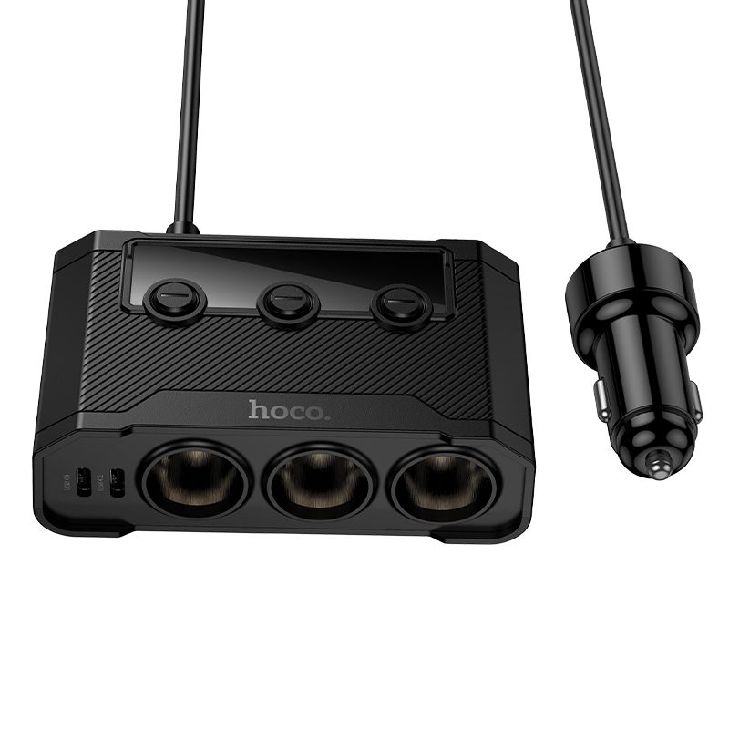 HOCO Z64 240W 12V/24V čierny rozbočovač do autozapaľovača