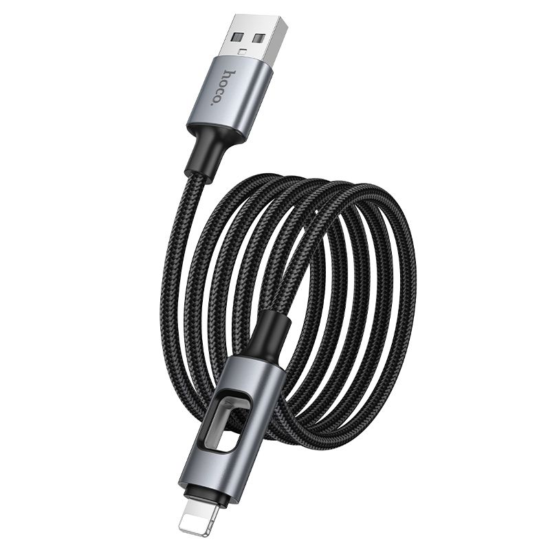 Kábel LED USB-A na Lightning Hoco 2,4A 1,2 m Black