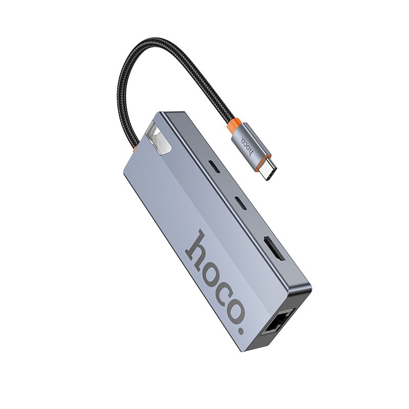 Hoco HB52 8 v 1 hub typu C (HDTV + RJ45 + SD/TF + PD + typ C 3.0 + USB 3.0 2)