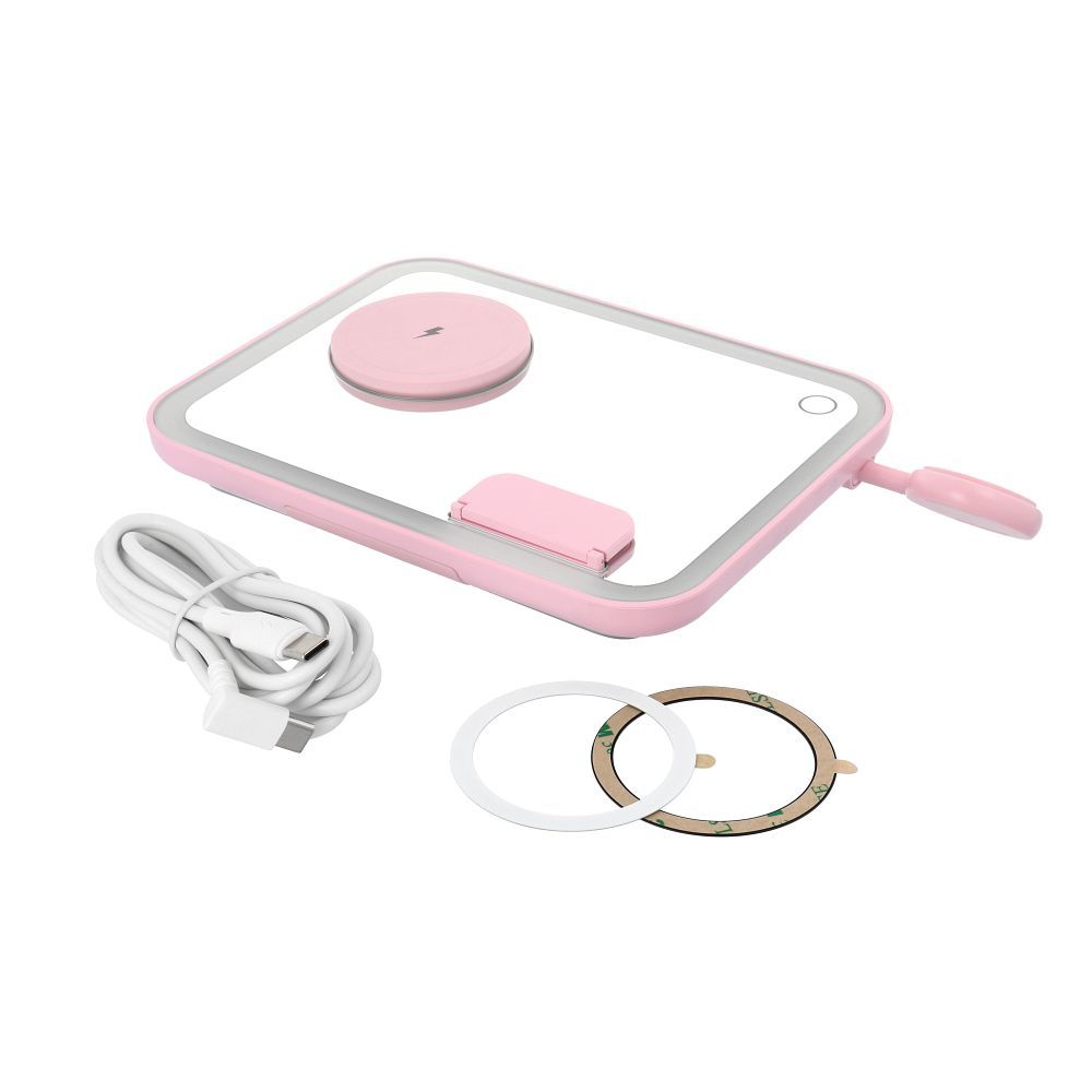 Bezdrôtová nabíjačka Forcell F-Energy Mag Mirror 3v1, C Qi2 15W kompatibilná s MagSafe, Apple Watch, Samsung Watch, ružová