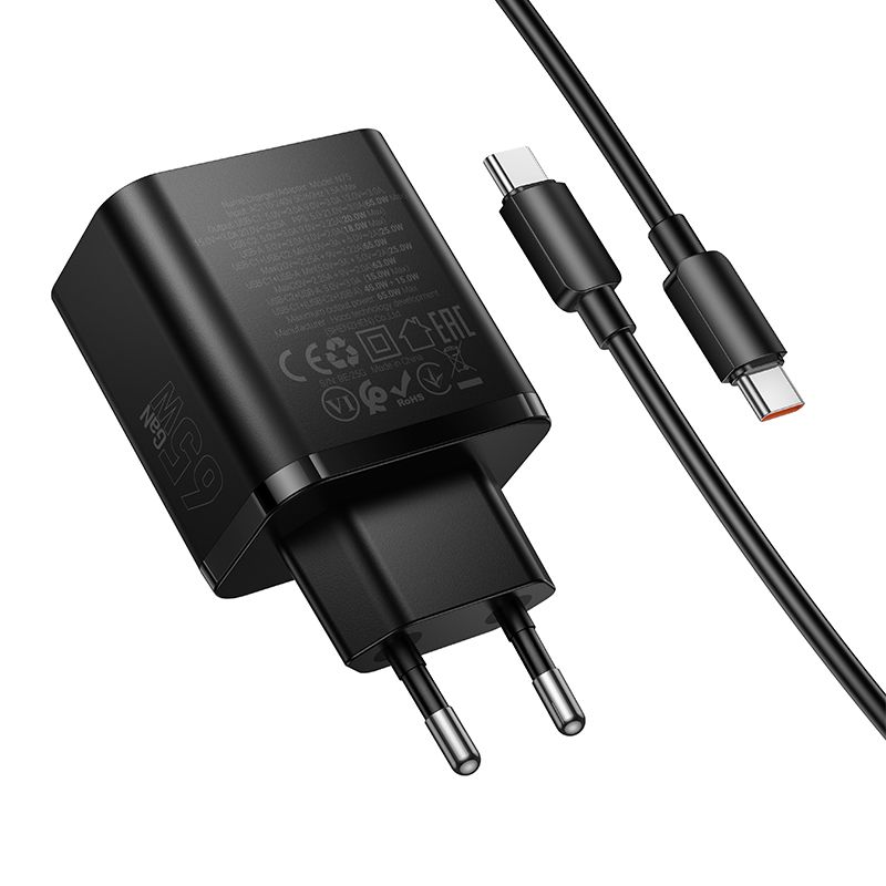HOCO N75 65W čierna + kábel na koncovku typ C - typ C universal