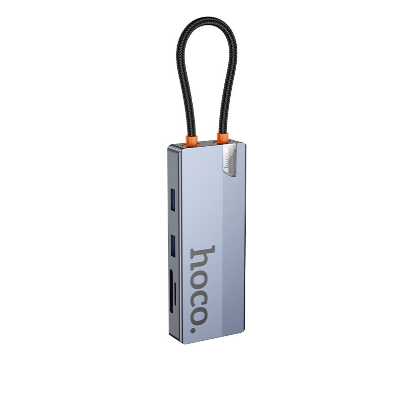 Hoco HB52 8 v 1 hub typu C (HDTV + RJ45 + SD/TF + PD + typ C 3.0 + USB 3.0 2)