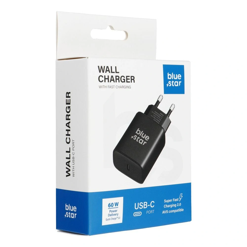 Blue Star 60W Quick Charge nabíjačka sieťová bez kábla čierna