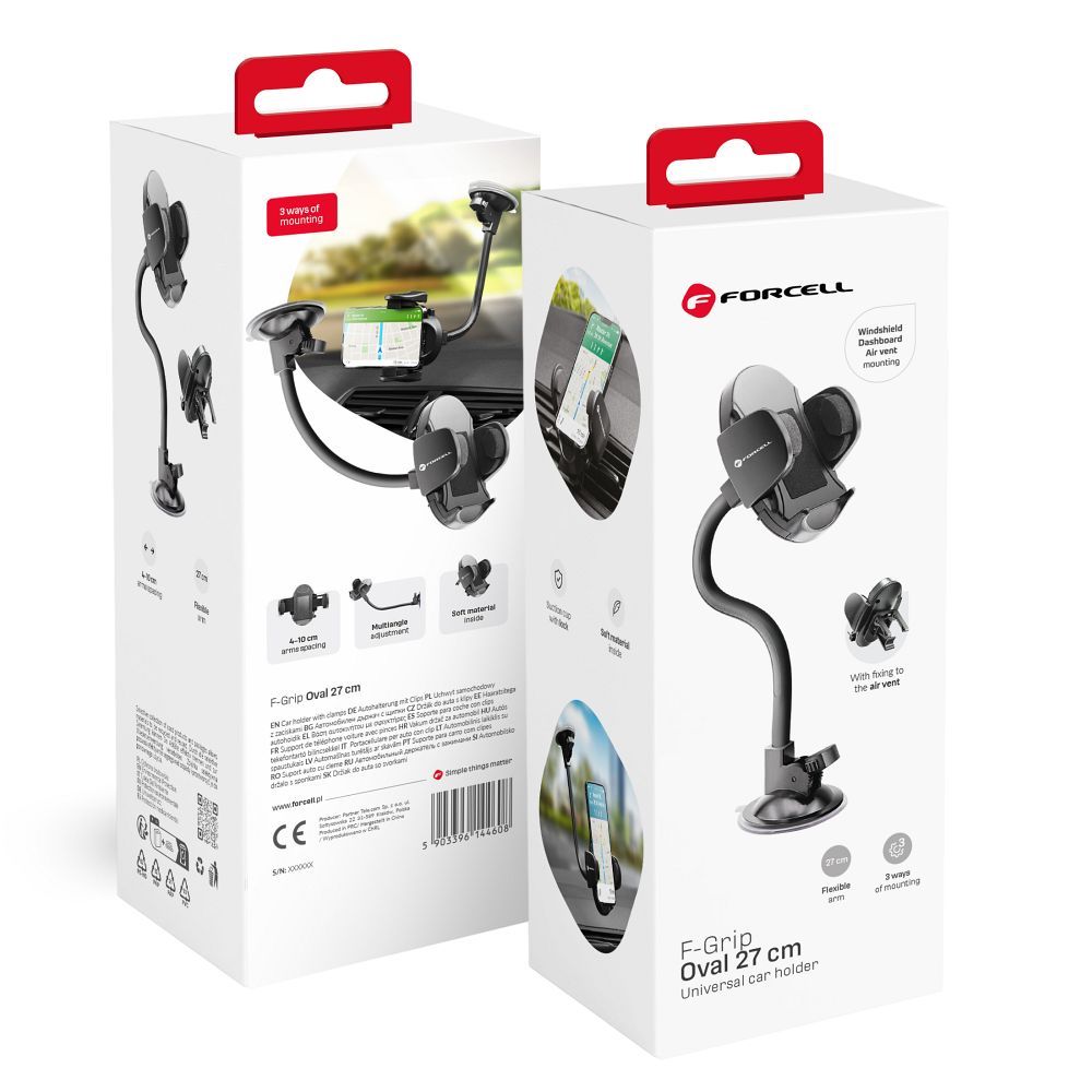 FORCELL OVAL 27 držiak na sklo dĺžka ramena 27cm čierny universal