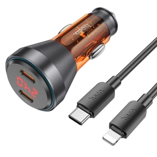 HOCO NZ12C 60W QC 3.0 + kábel typ C- LIGHTNING oranžová