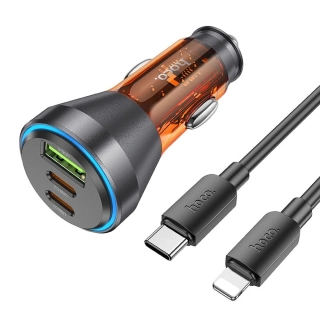 HOCO NZ12D 60W QC 3.0 + kábel typ C- LIGHTNING oranžová