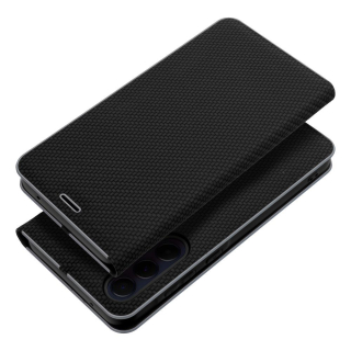 FANCY DIARY LUNA Book Carbon SAMSUNG XCOVER 7 čierne otváracie puzdro na mobilný telefón