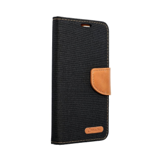 FANCY DIARY CANVAS SAMSUNG A50 čierne otváracie puzdro na mobilný telefón