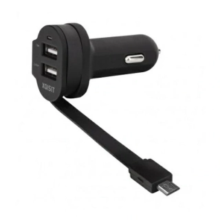 XQISIT NP Dual USB 6A autonabíjačka + kábel na koncovku micro USB 6A čierna 20425 universal