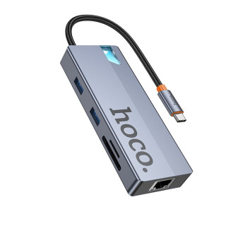 Hoco HB52 8 v 1 hub typu C (HDTV + RJ45 + SD/TF + PD + typ C 3.0 + USB 3.0 2)